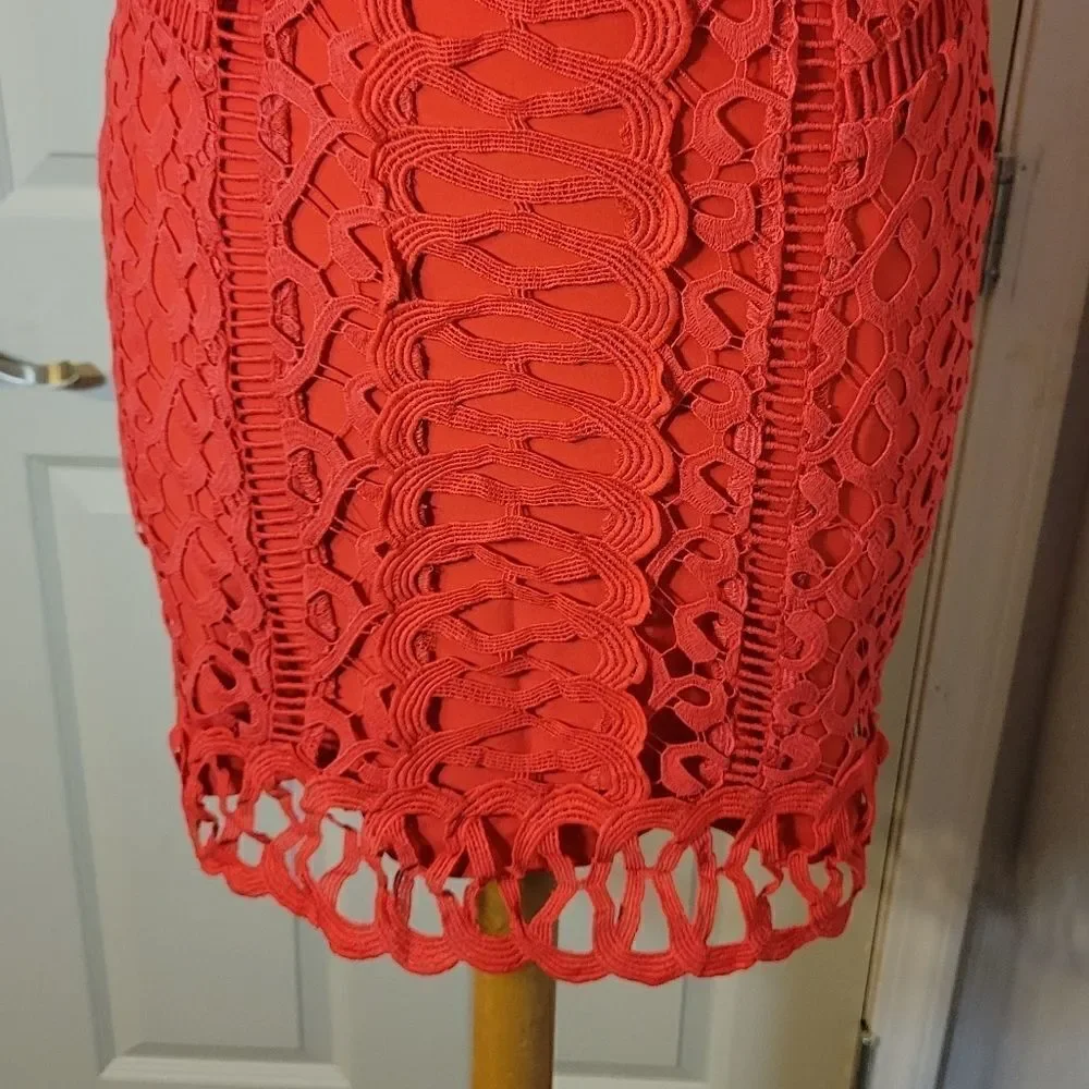 Greylin Red Inset Lace sheath Dress sz XS - Picture 11 of 12